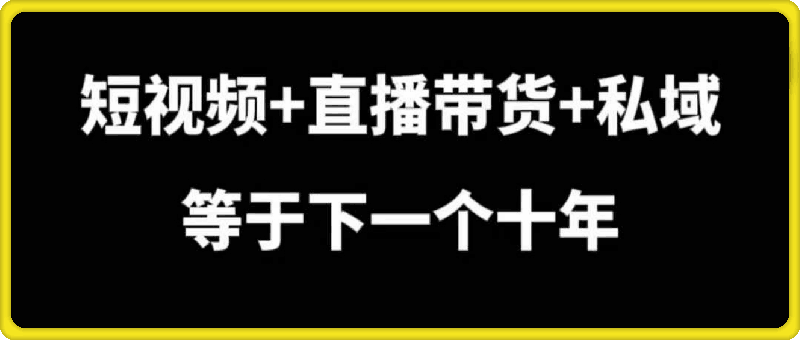 辉总不累·短视频+直播带货+私域等于下一个十年