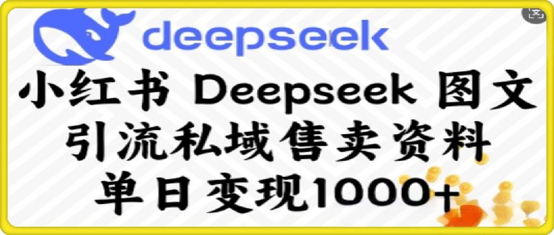 小红书Deepseek图文引流私域售卖资料，单日变现多张